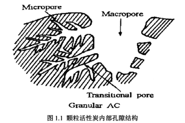 图1.1 颗粒活性炭内部孔隙结构